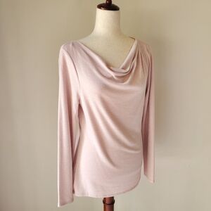 Pink Shimmer Small Cowl Neck Blouse Top White House Black Market